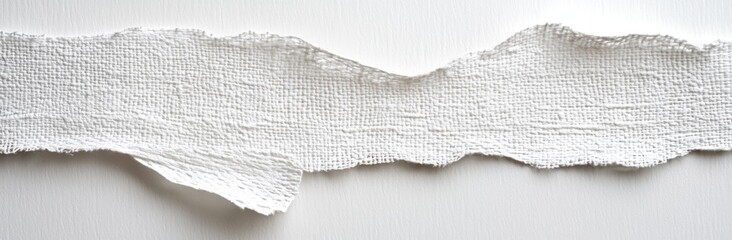 Obraz premium White Textured Fabric Detail Irregular Edges and Woven Structure on Gray Background