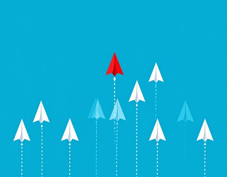 leadership success business concept rocket paper fly