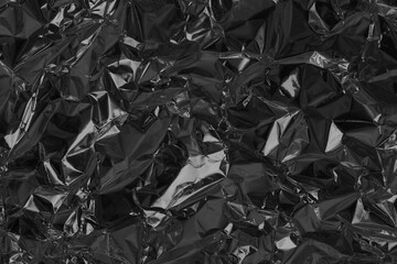 Shiny black grey foil metal texture, abstract wrapping paper for background and design art work.