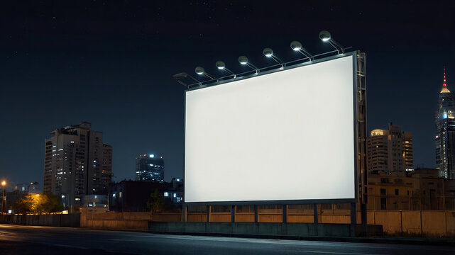 Professional billboard mockup with night illumination. Versatile for brand campaign concepts, OOH advertising and digital signage projects.