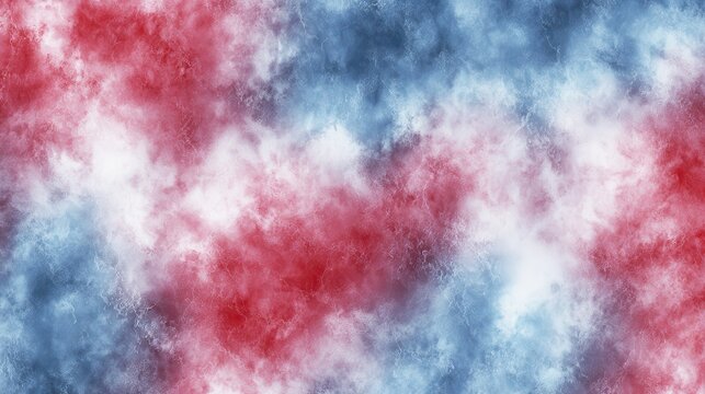 A 4K photo of abstract tiedye pattern in red, white and blue colors for USA patriotic party decor on fabric background.