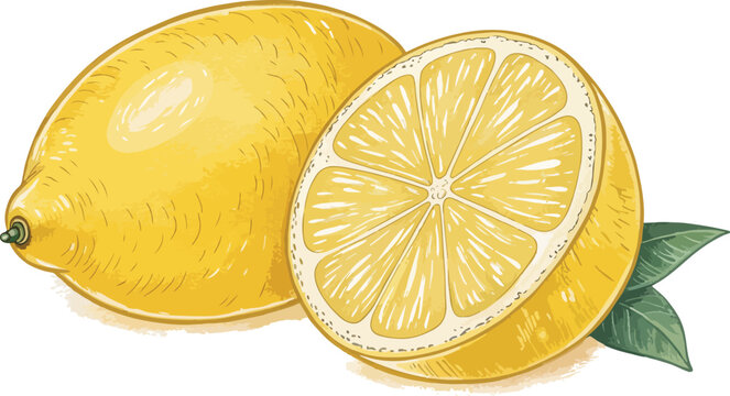 recommend clip art: Lemon with Lemon Slice isolated in white background vector design, Lemon Illustration vector design