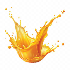 realistic smooth splash of  orange or mango juice  isolated on transparent background
