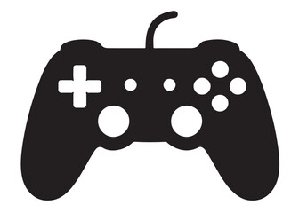 game controller silhouette vector illustration, game controller logo icon, gaming controller in black silhouette, logo icon of a gaming controller in black silhouette isolated on white background