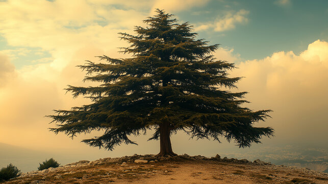 Hilltop Lonely Lebanese Cedar Tree