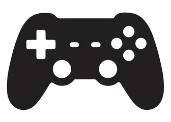 game controller silhouette vector illustration, game controller logo icon, gaming controller in black silhouette, logo icon of a gaming controller in black silhouette isolated on white background
