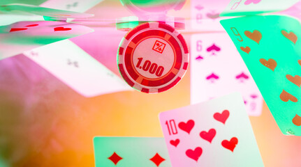 abstract colorful gaming background with poker chip