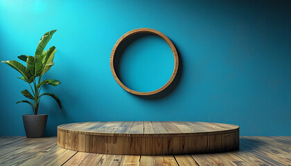 Beautiful wooden podium for product display with wall ring 