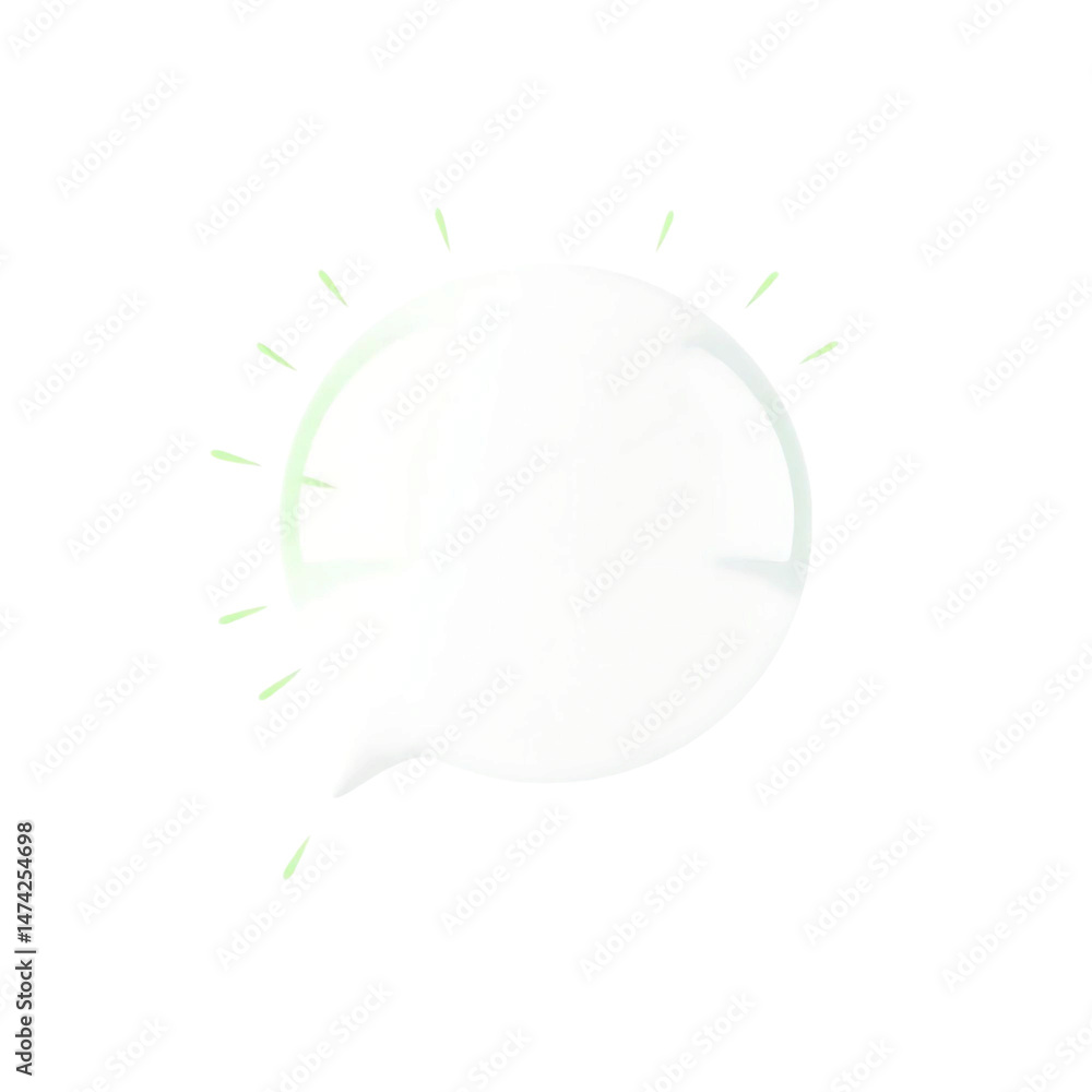 Poster minimal white speech bubble with soft glow and thin outline, high quality png isolated on transparen