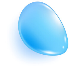 Blue water drop. Liquid transparent splash of gel. Realistic clear texture shape on surface. Top view of aqua collagen and spot of serum.