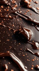 Close Up of Melted Dark Chocolate with Bronze Sprinkles