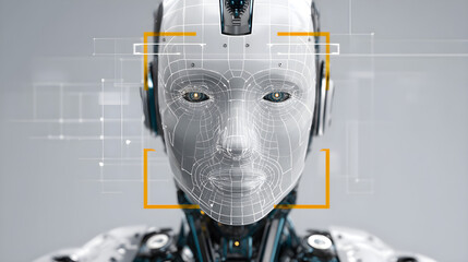 AI Robot Face Recognition Interface with Target Overlay