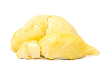 Mon Thong Durian is a signature Thai fruit known for its distinct smell and creamy sweet taste isolated on white background