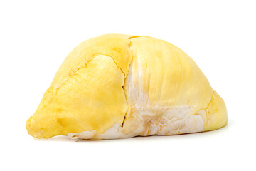 Mon Thong Durian is a signature Thai fruit known for its distinct smell and creamy sweet taste isolated on white background