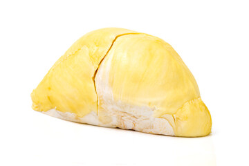 Mon Thong Durian is a signature Thai fruit known for its distinct smell and creamy sweet taste isolated on white background