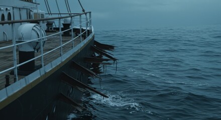 Old Ship Sailing on Blue Ocean During Cloudy Weather