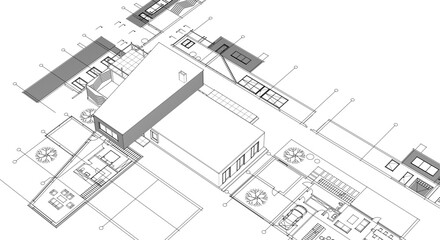 architecture concept sketch housing 3d illustration
