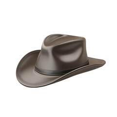 Brown leather cowboy hat isolated on white background western fashion accessory design element