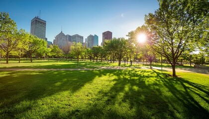 montreal urban park lush greenery midday sun