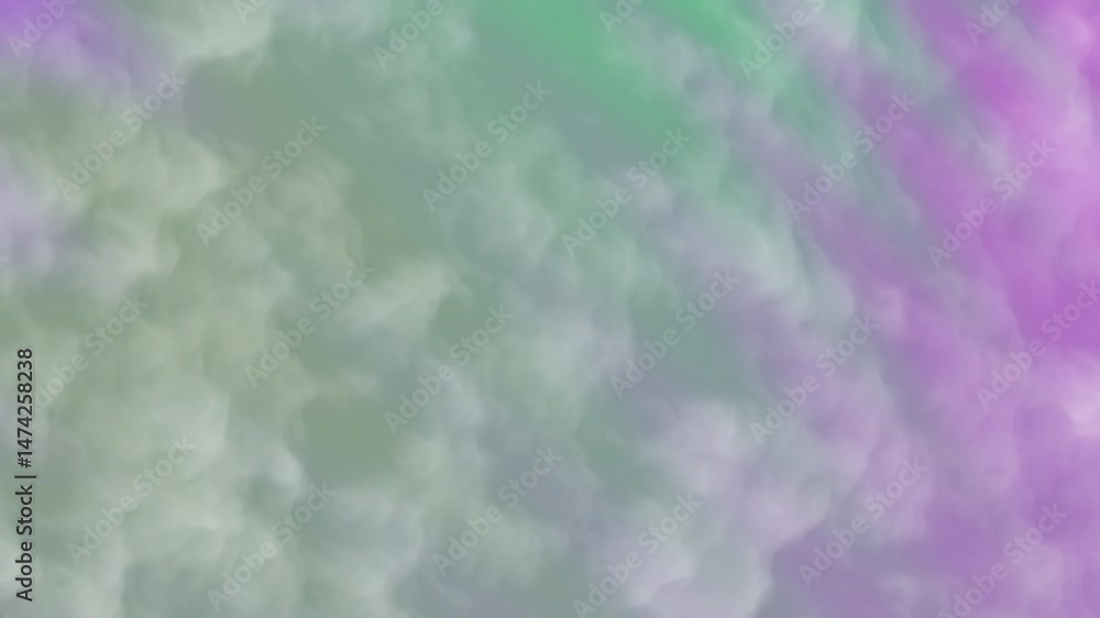 Poster ethereal mist: soft green and lavender gradient cloudscape animation background