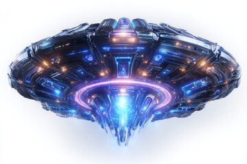 Isolated on a transparent background, a UFO is depicted in a generative AI image