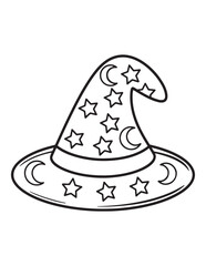 Magical Witch Hat with Mushrooms – Halloween Coloring Page