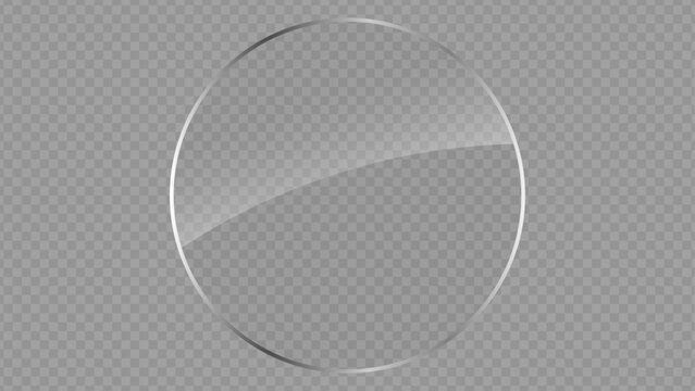 Transparent Glossy Glass Circle &ndash; UI Button Element on Transparent Background

