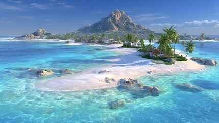 Tropical Island Paradise Secluded Beach with Crystal Waters.