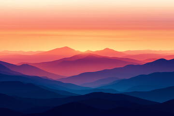 A Colorful Mountain Sunset View