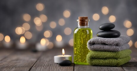 Organic spa products incorporating essential rose oil are beautifully displayed against a wooden background, symbolizing a relaxing and healthy way of life
