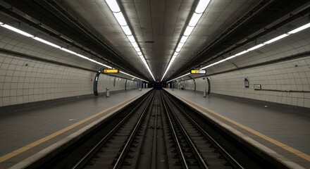 Obraz premium Subway Station Platform Tracks Underground Train