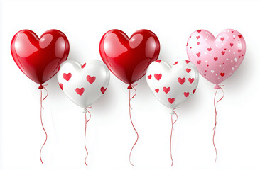 Heart-shaped balloon on white background