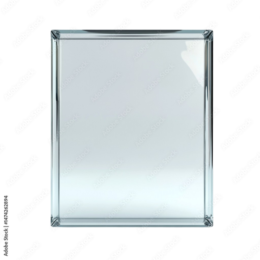 Poster clear glass cube on white background simple design element