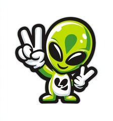 cartoon alien face illustration with index finger saying no in a modern style