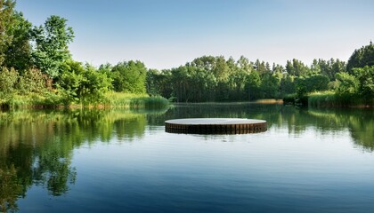 Obraz premium natural podium of tranquil waters in nature s embrace reflecting serenity and calmness