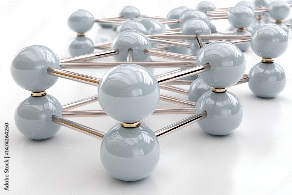 Poster detailed view of a molecular structure showcasing connections between atoms in a scientific setting