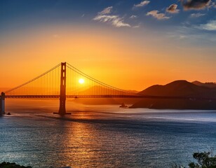sunrise at golden gate bridge