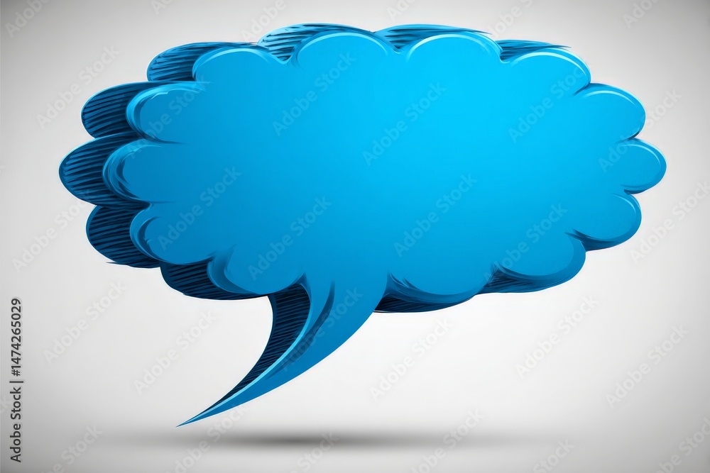 Aufkleber bright blue speech bubble with a textured surface floating above a light gray background