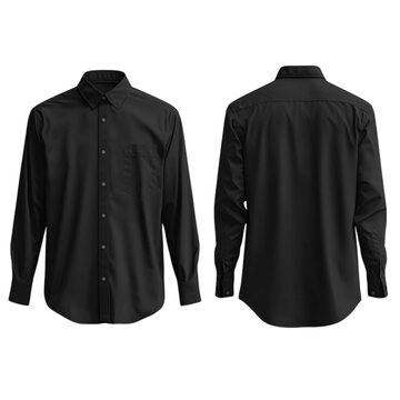 knee length dresses for ladies Women's Black, Long-Sleeve Form-Fitted Dress Shirt