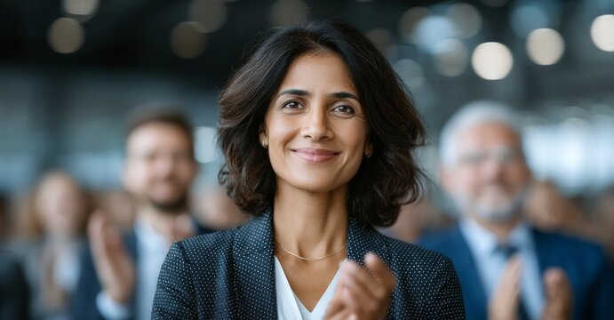 Enthusiastic business professionals receive applause during a workshop presentation, expressing gratitude or acknowledging a job well done
