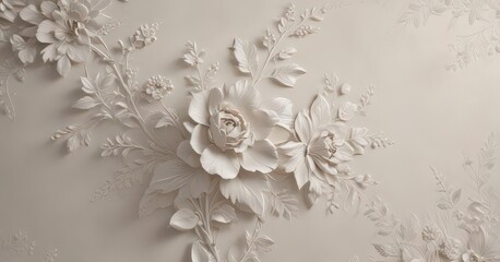 Subtle floral pattern subtly embossed in light plaster ,  pastel,  cream,  flower
