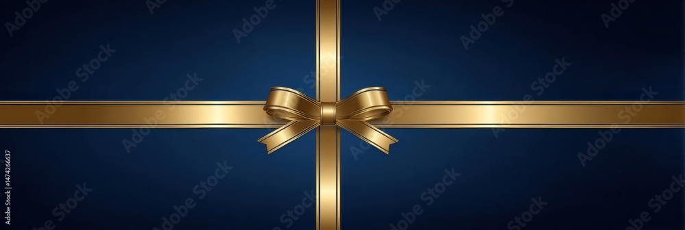 Poster elegant gold ribbon intersects with a deep blue background, creating a visually striking and sophist