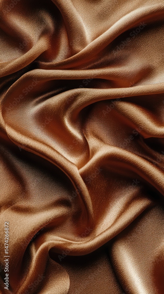 Poster brown fabric with folds and creases creating a textured abstract background.