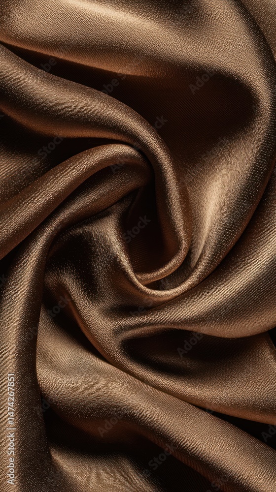 Poster brown fabric with flowing folds creating a textured surface and soft lighting.
