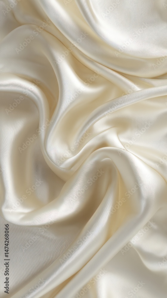 Poster close-up of flowing light beige fabric showing soft folds and subtle shadows.