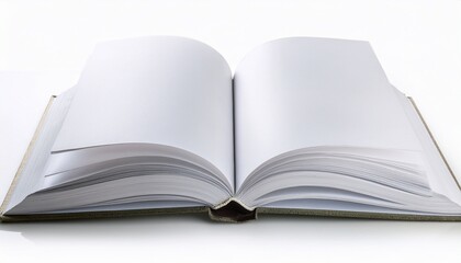 Fototapeta premium open blank book mockup with white paper pages isolated on white background flat lay cutout