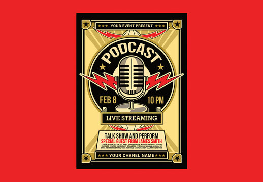 Retro Podcast Live Streaming Flyer