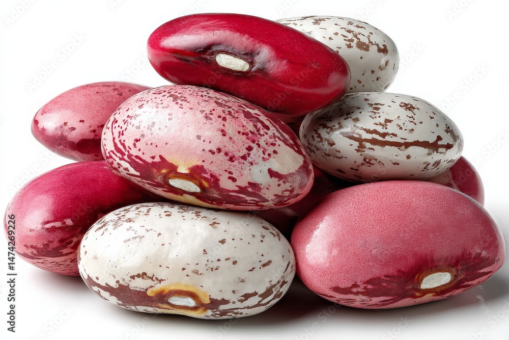 Poster Colorful variety of beans stacked together showing unique patterns and textures in a simple arrangement