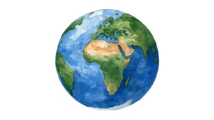 Fototapeta premium Watercolor Earth Globe Eco Friendly Planet Illustration.