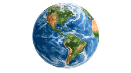 Fototapeta premium Watercolor Earth Globe Global View with Eco Friendly Art.